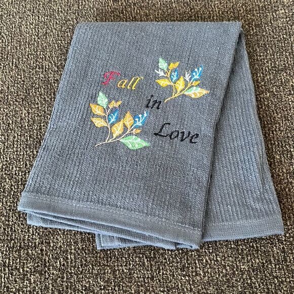 Custom Embroidered Cotton Barmop (2) Towels  “Happy Fall Y’all” “Fall in Love” - Picture 5 of 14